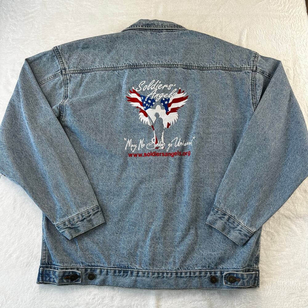 Cobra Vintage Denim Jean Jacket Solder's Angles Embroidered Logo Size Large